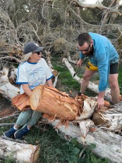 My best mate uncle brent helping me get some paper bark 
